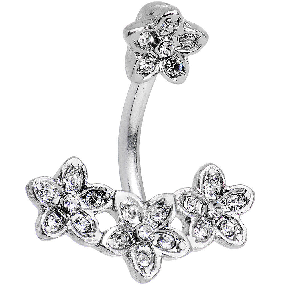Clear Gem Field of Flowers Double Mount Belly Ring
