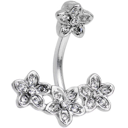 Clear Gem Field of Flowers Double Mount Belly Ring