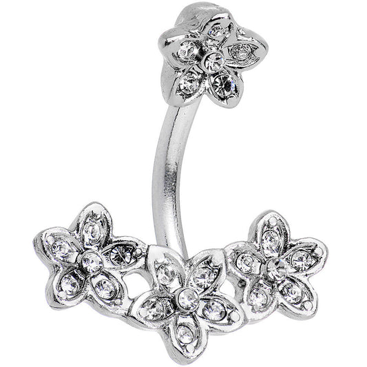 Clear Gem Field of Flowers Double Mount Belly Ring