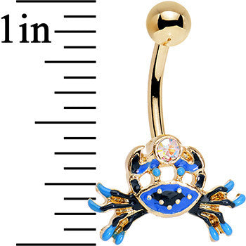 Aurora Gem Gold PVD Blue and Black Cutie Crab Belly Ring