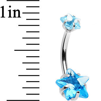 Aqua Gem Dynamic Duo Super Star Internally Threaded Belly Ring