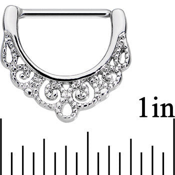 14G 9/16 Stainless Steel Fancy Filigree Nipple Clicker Set