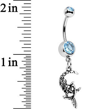 Aqua Gem Moon and Ms Mermaid Dangle Belly Ring