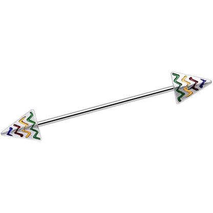 14G Rainbow Chevron End with an Arrow Industrial Barbell 38mm