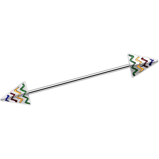 14G Rainbow Chevron End with an Arrow Industrial Barbell 38mm