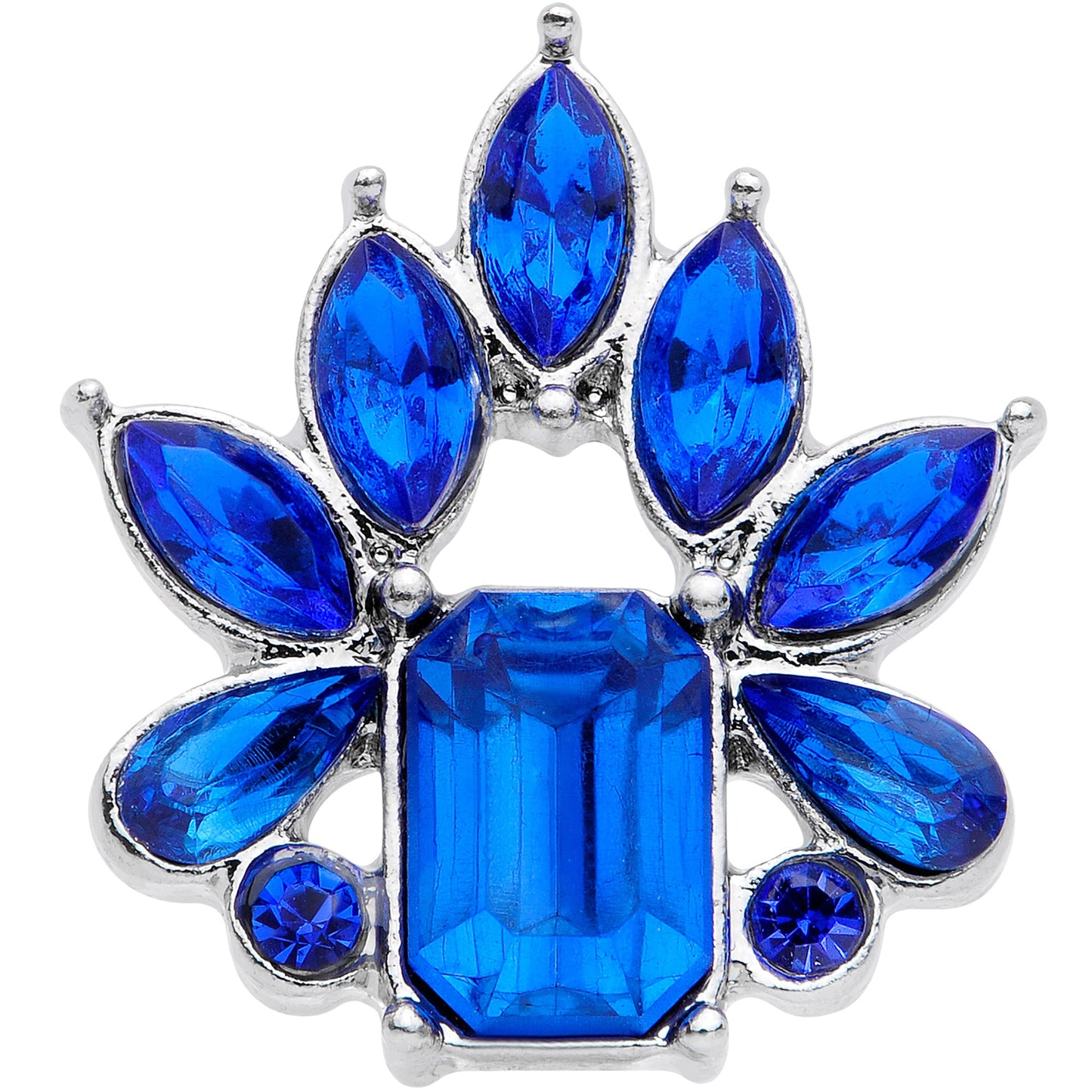 16G 1/4 BBlue Gem Flower Tiara Cartilage Tragus Earring