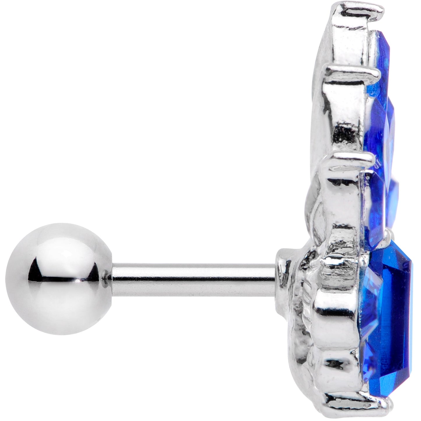 16G 1/4 BBlue Gem Flower Tiara Cartilage Tragus Earring