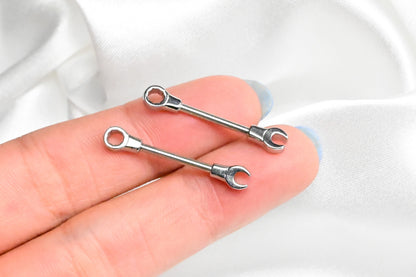 14G 13mm Combo Wrench Barbell Nipple Ring Set