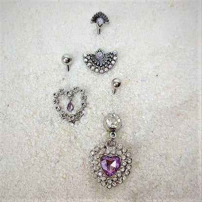Aurora Gem Japanese Fan Double Mount Belly Ring