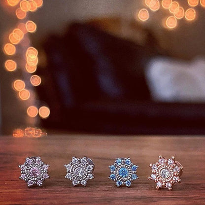 1/4 Clear CZ Rose Gold Tone Starflake Cartilage Tragus Earring