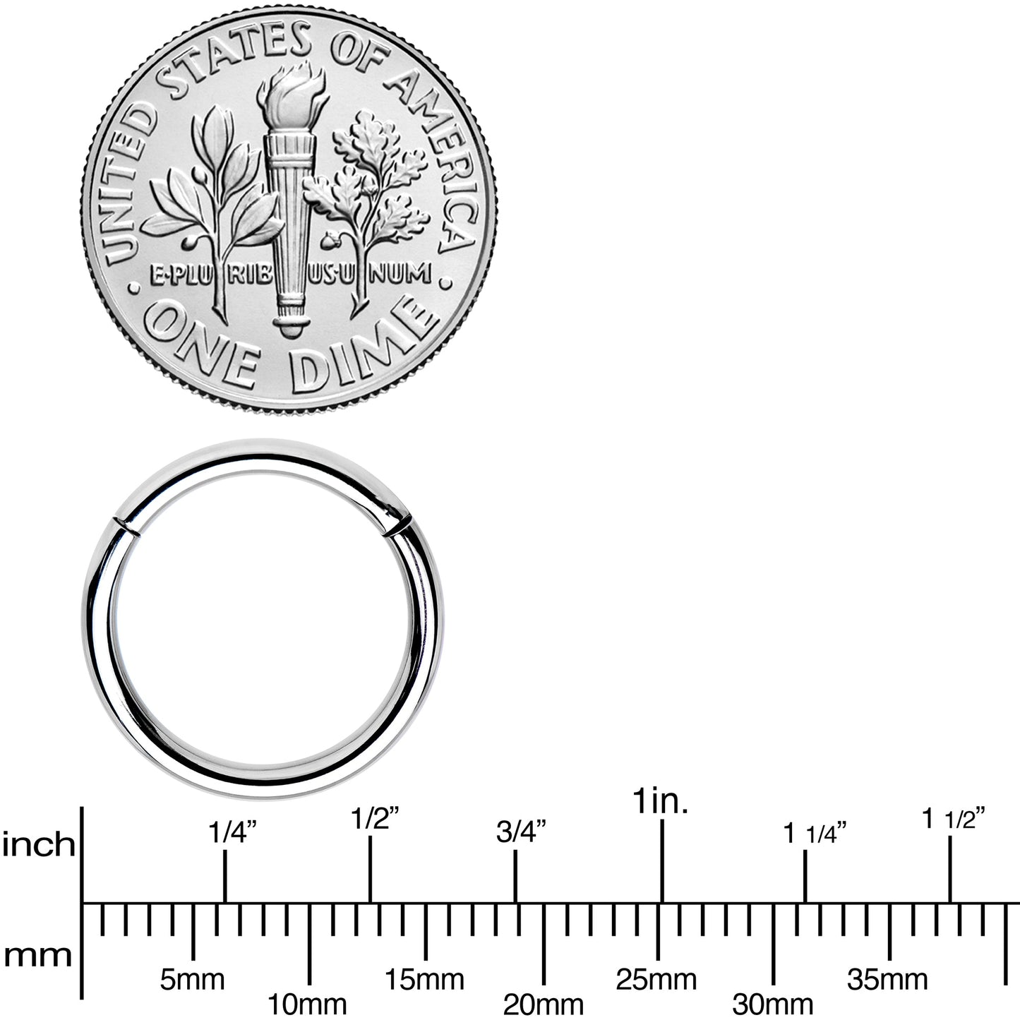 14G 1/2 Solid G23 Implant Grade Titanium Hinged Segment Ring