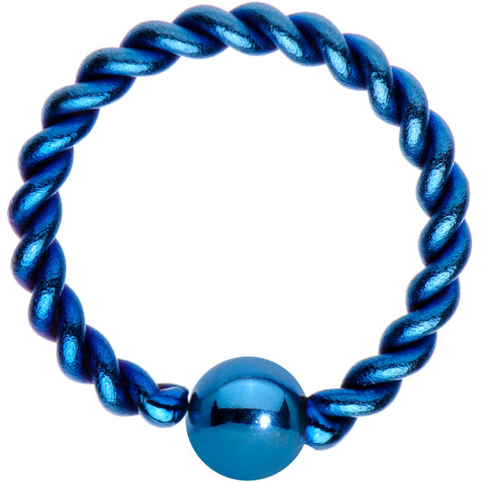 16G 5/16" Light Blue IP So Twisted Captive Style Seamless Ring