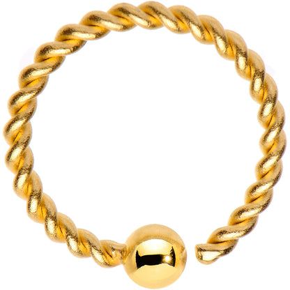 16G 3/8" Gold Tone IP So Twisted Captive Style Seamless Ring