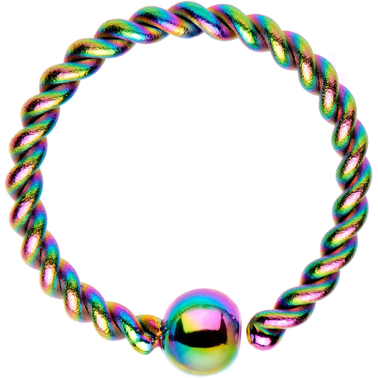 16G 3/8" Rainbow IP So Twisted Captive Style Seamless Ring