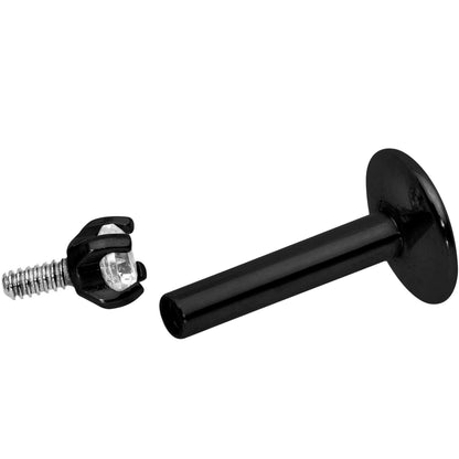 Body Candy Black Titanium IP Steel Clear 2mm Accent Internally Threaded Labret Monroe 16G 1/4
