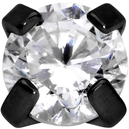 1/4 Clear 3mm Gem Black IP Internally Threaded Labret Monroe Tragus