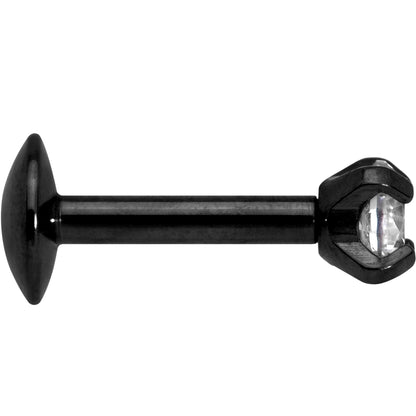 1/4 Clear 3mm Gem Black IP Internally Threaded Labret Monroe Tragus