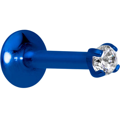 5/16 Clear 2mm Gem Blue IP Internally Threaded Labret Monroe Tragus