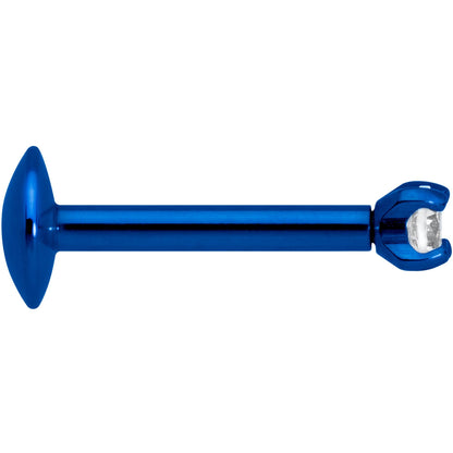 5/16 Clear 2mm Gem Blue IP Internally Threaded Labret Monroe Tragus