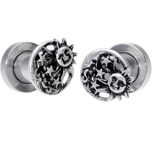 Cosmic Sun and Moon Screw Fit Tunnel Plug Set 6mm to 25mm