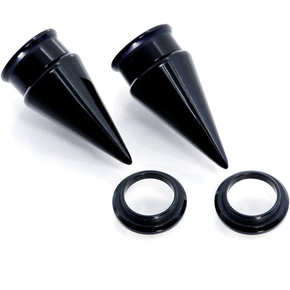 Black 2 in 1 Interchangeable Screw Fit Plug and Taper Set