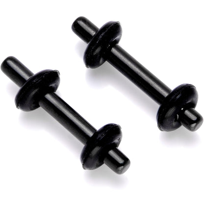 Black Anodized Titanium Micro Straight Plug Set 14G to 8G