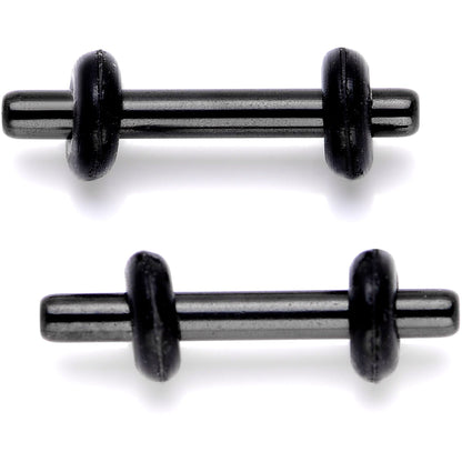 Black Anodized Titanium Micro Straight Plug Set 14G to 8G