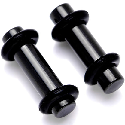 Black Anodized Titanium Micro Straight Plug Set 14G to 8G