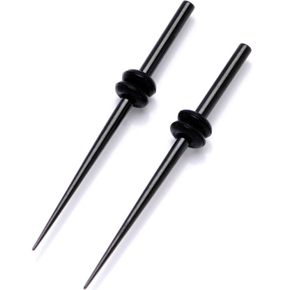 Black Anodized Titanium Micro Taper Straight Plug Set 14G to 8G