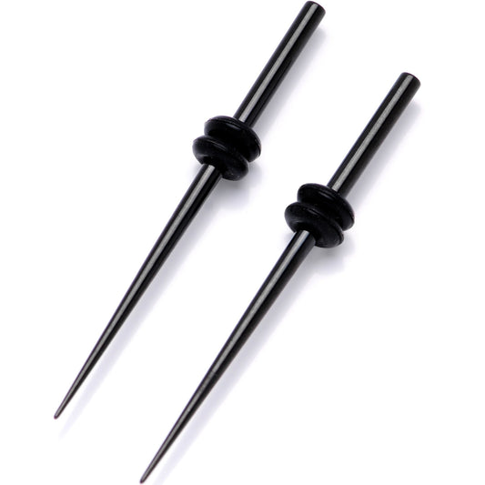 Black Anodized Titanium Micro Taper Straight Plug Set 14G to 8G