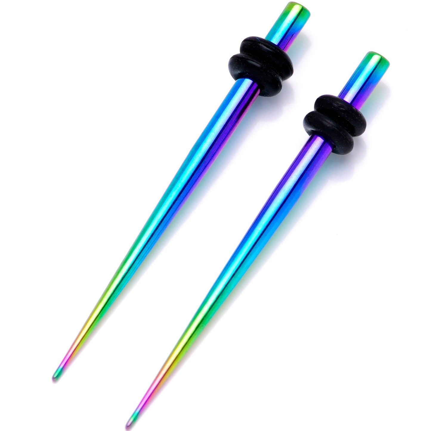 Rainbow Anodized Titanium Micro Taper Straight Plug Set 14G to 10G
