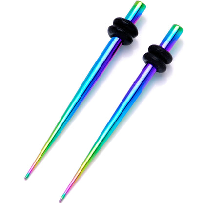 Rainbow Anodized Titanium Micro Taper Straight Plug Set 14G to 10G