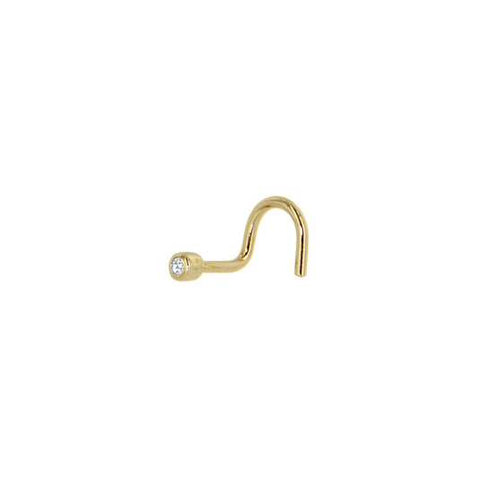 Solid 14K Yellow Gold 1.25mm Genuine Diamond Nose Ring