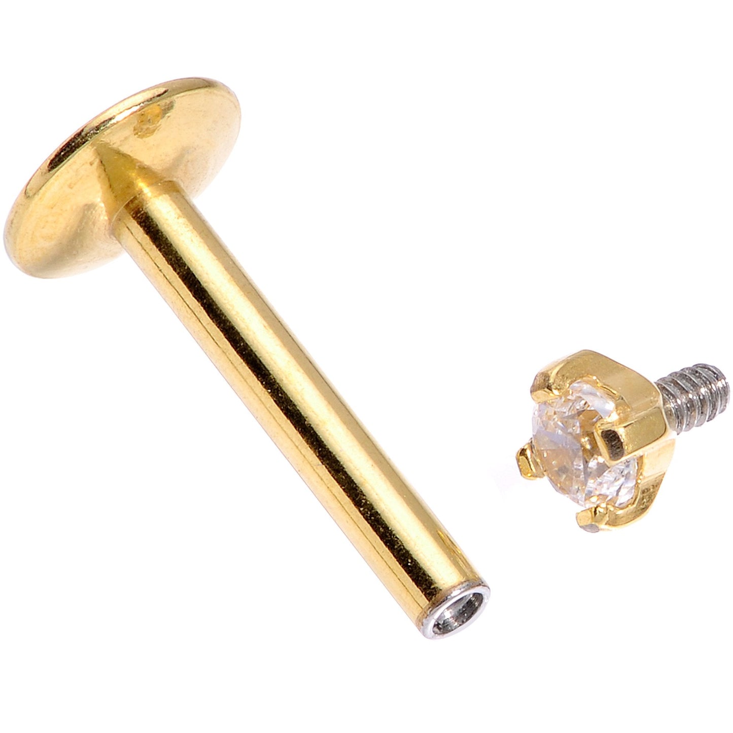 16G 5/16 Gold Titanium Internally Threaded Gem Labret Monroe