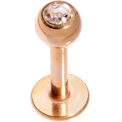 16G  1/4 Clear Press Fit Gem Rose Gold IP Tragus Labret Monroe