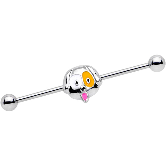 14G Orange White Perfect Pooch Dog Industrial Barbell 38mm