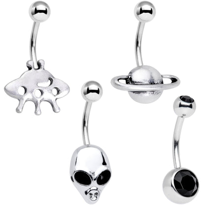 Black Gem Cosmic Treasure Trove Belly Ring Set of 4