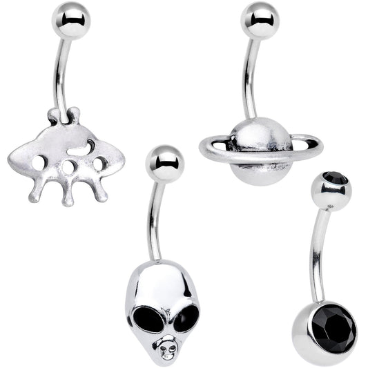 Black Gem Cosmic Treasure Trove Belly Ring Set of 4