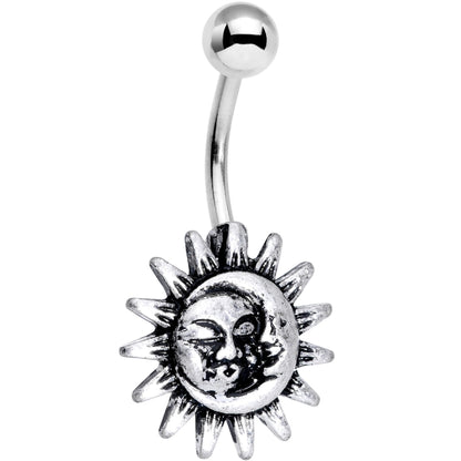 Blue Pink Gem Sun and Moon Goddess Belly Ring Set of 4