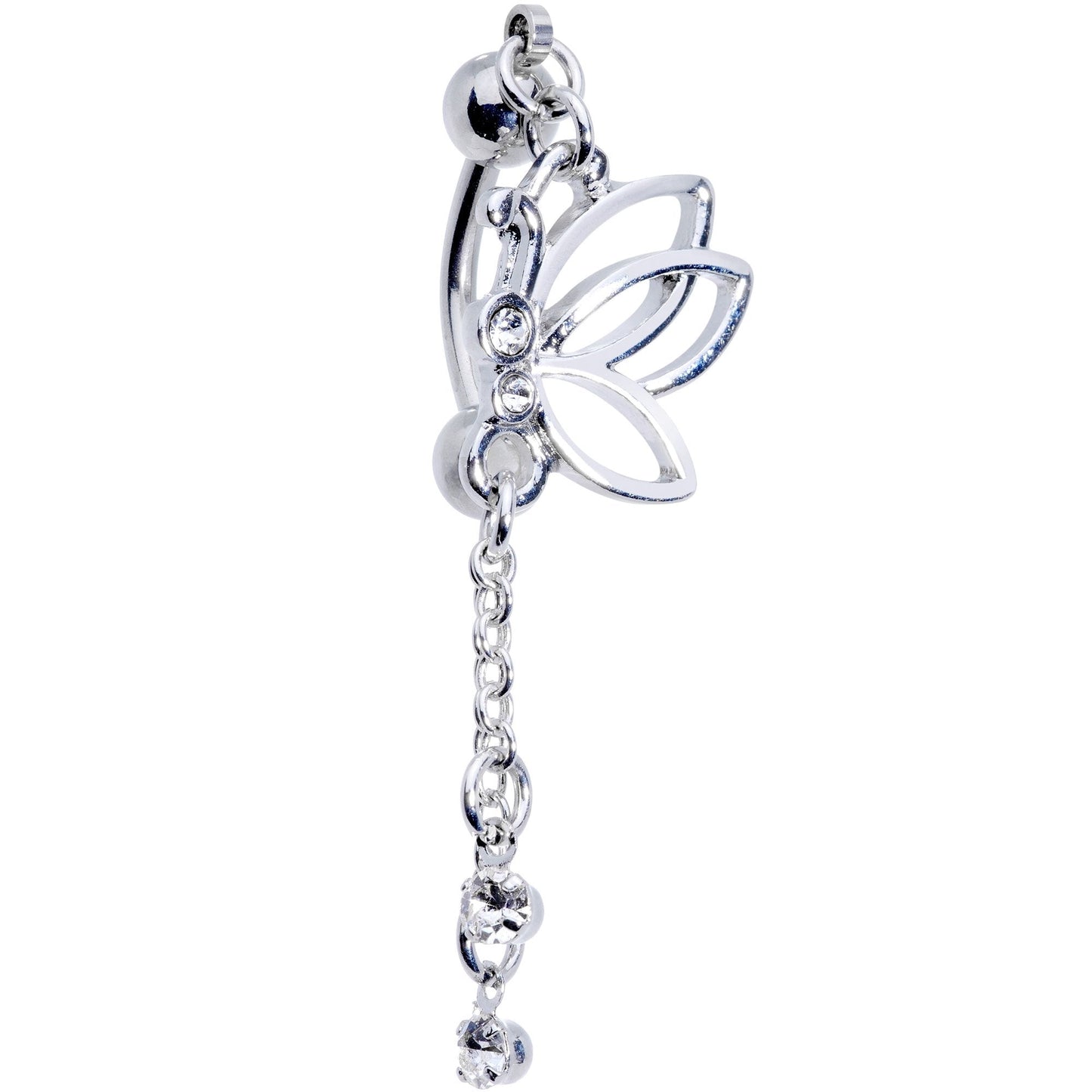 Clear Gem Delightful Dragonfly Dangle Top Mount Belly Ring