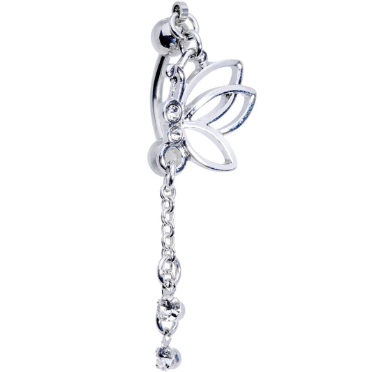 Clear Gem Delightful Dragonfly Dangle Top Mount Belly Ring