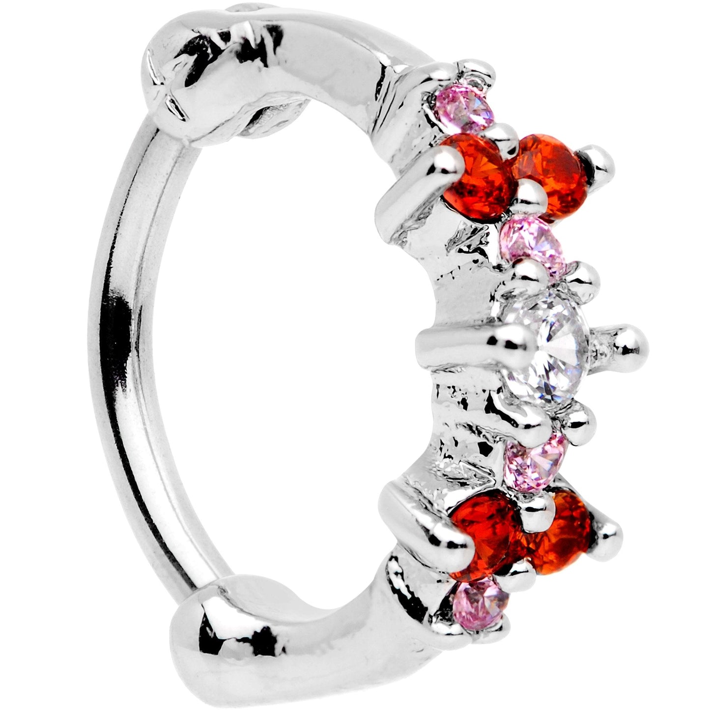 16G 5/16 Red Gem Cluster Hinged Cartilage Clicker