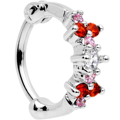 16G 5/16 Red Gem Cluster Hinged Cartilage Clicker
