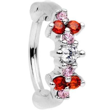 16G 5/16 Red Gem Cluster Hinged Cartilage Clicker