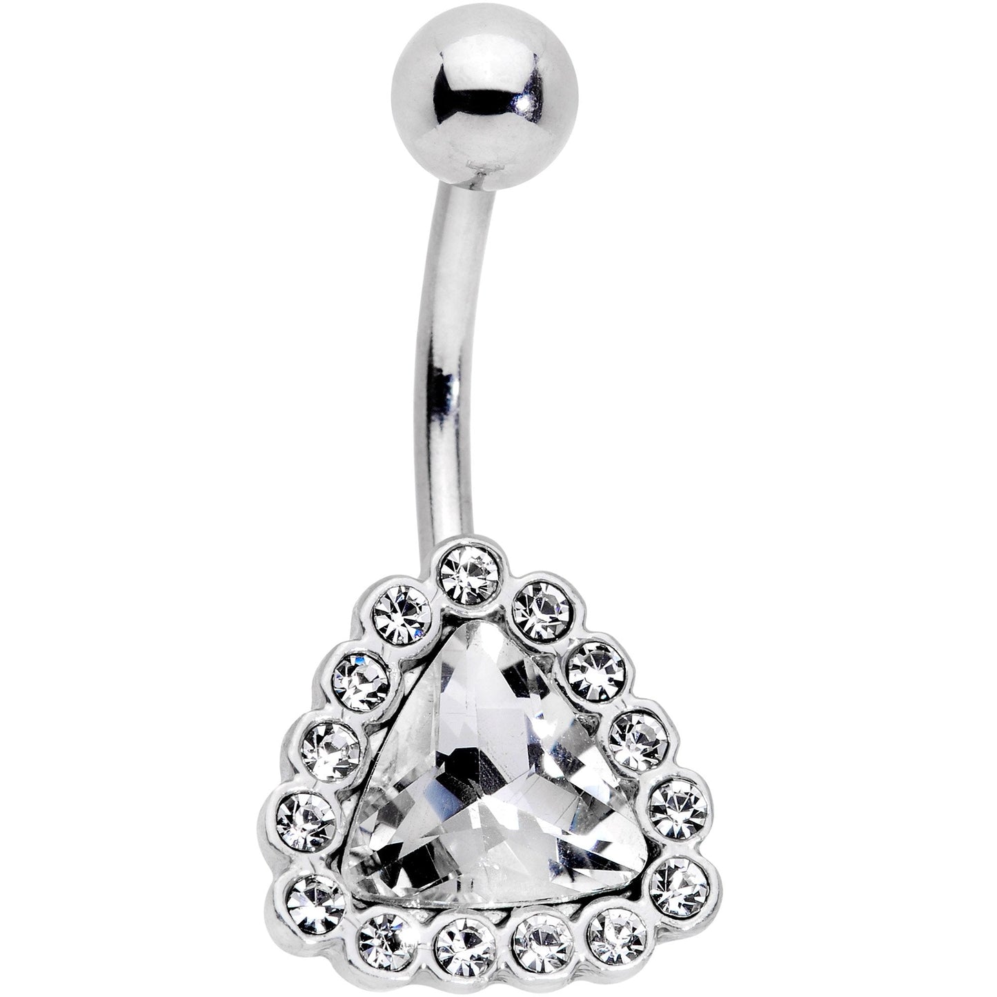 Clear Gem Chunky Pyramid Star Belly Ring