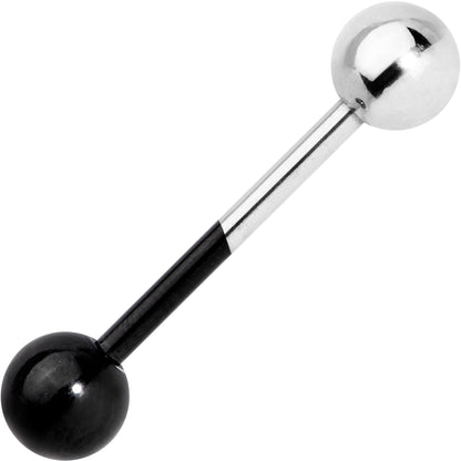 Black and Steel Two Tone Tongue Ring