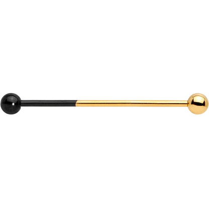 14G Black and Gold Tone Two Tone Industrial Barbell 38mm