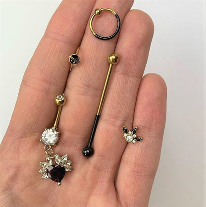 14G Black and Gold Tone Two Tone Industrial Barbell 38mm