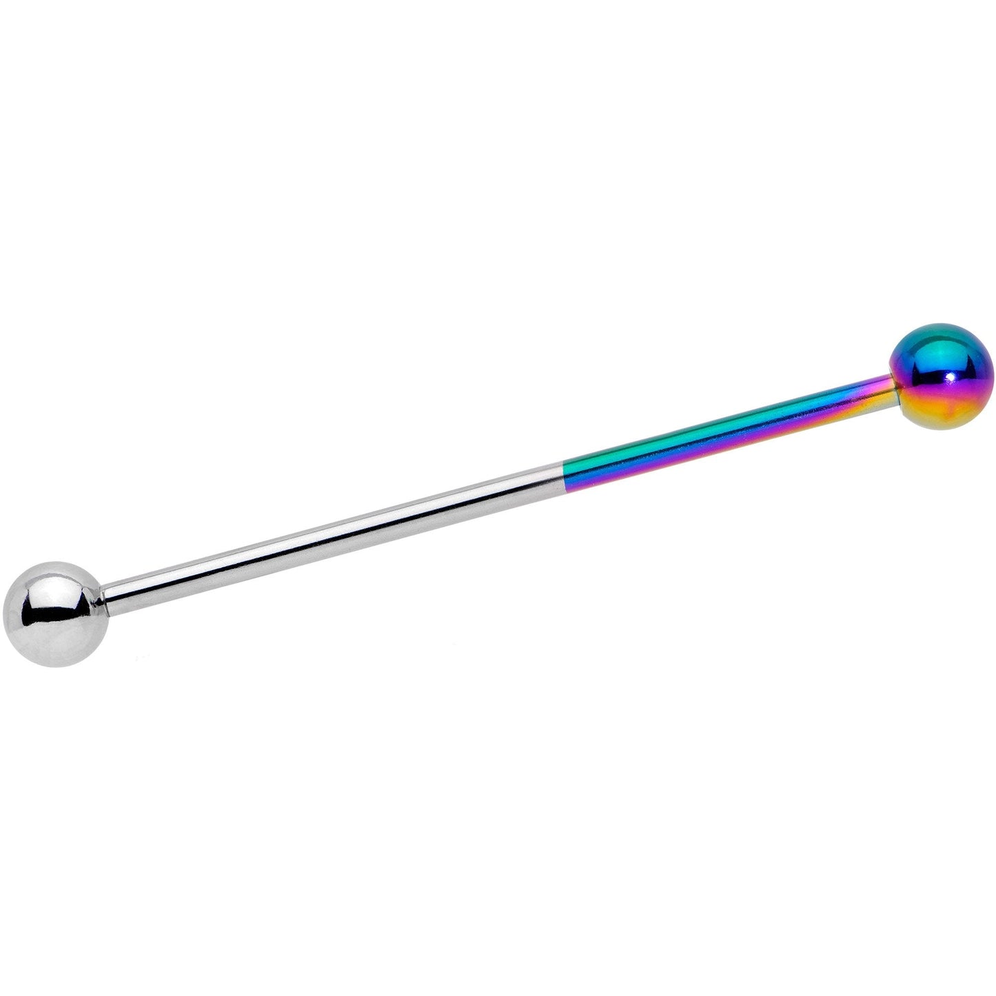 14G Rainbow and Steel Tone Two Tone Industrial Barbell 38mm