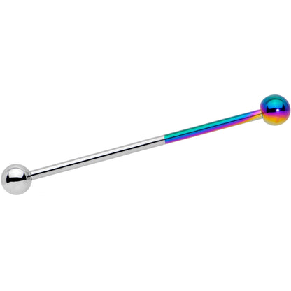14G Rainbow and Steel Tone Two Tone Industrial Barbell 38mm